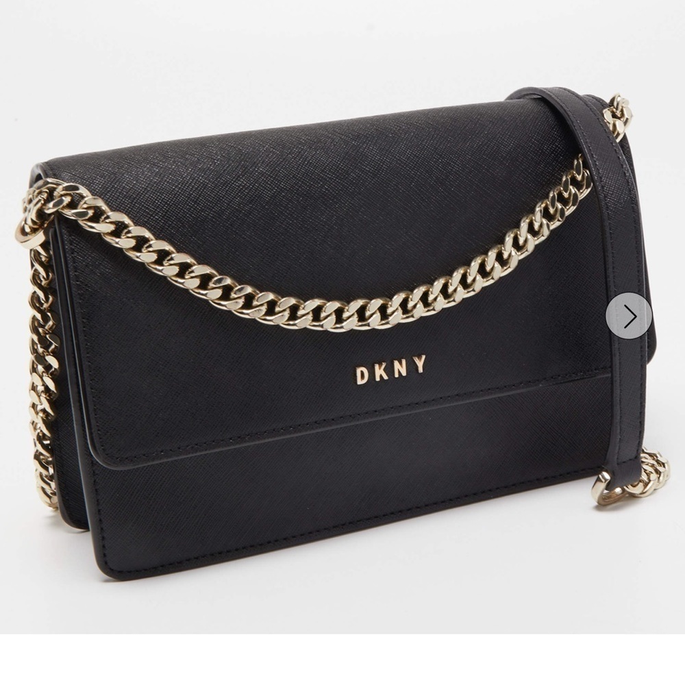 DKNY Black Leather Flap Chain Shoulder crossbody Bag